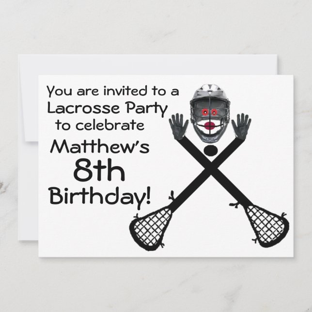 Invitación a la fiesta de Lacrosse por el cumpleañ (Anverso)