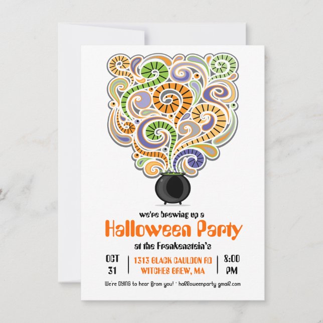 Invitación a la fiesta de las brujas de Halloween (Anverso)