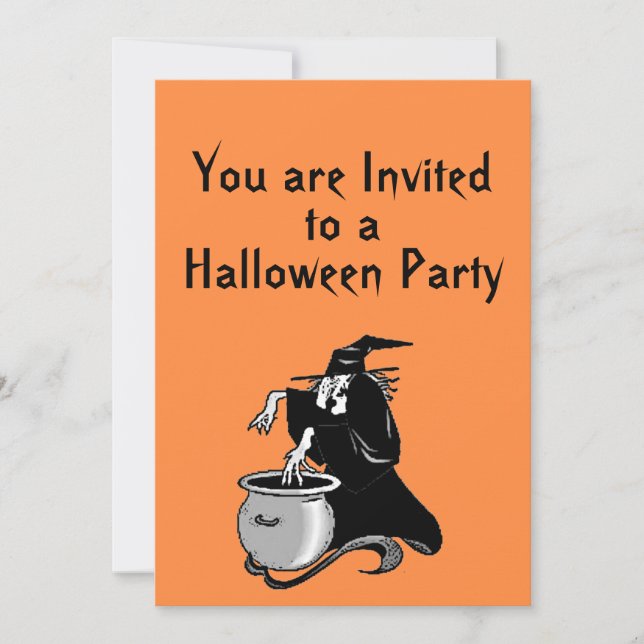 Invitación a la fiesta de las brujas de Halloween (Anverso)