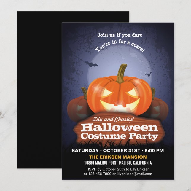 Invitación a la fiesta de las calabazas de Hallowe (Anverso / Reverso)