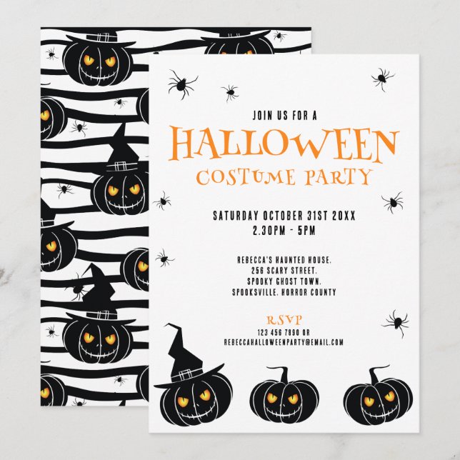Invitación a la fiesta de las calabazas y arañas d (Anverso / Reverso)