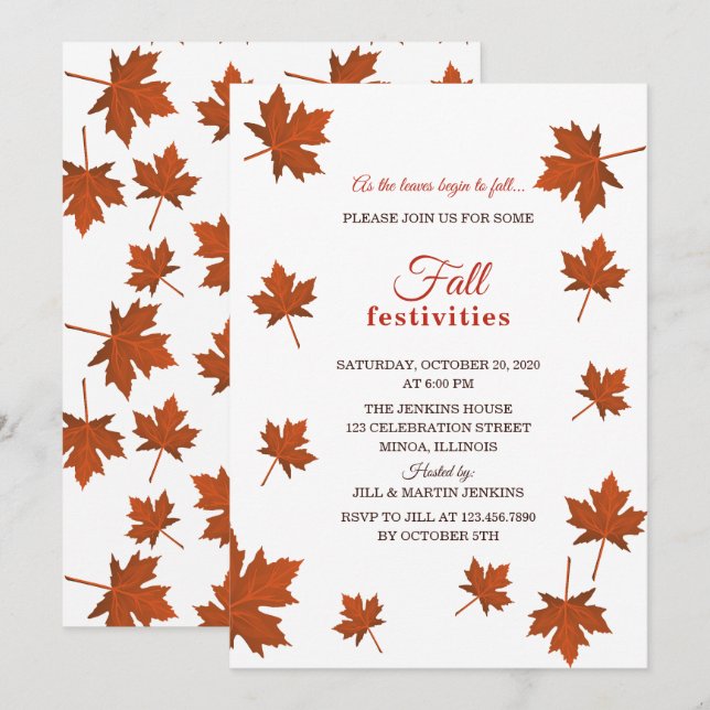 Invitación a la fiesta de las fiestas de otoño (Anverso / Reverso)