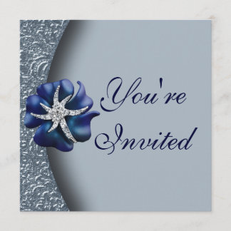 Invitación a la fiesta de las flores azules joyas
