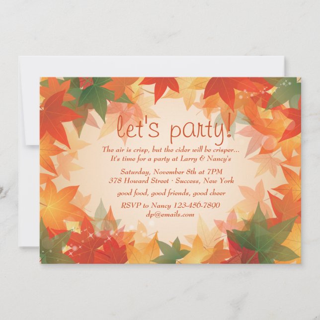 Invitación a la Fiesta de las Hojas de Otoño (Anverso)