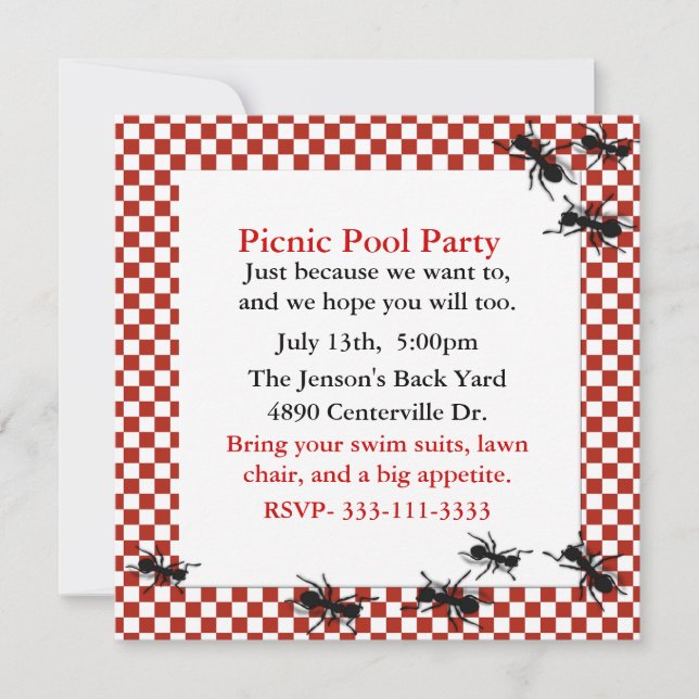 Invitación a la fiesta de las hormigas picnicas (Anverso)