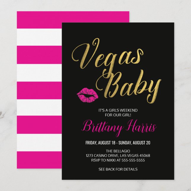 Invitación a la fiesta de Las Vegas (Anverso / Reverso)