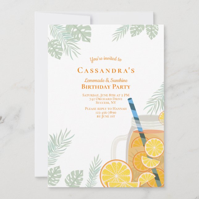 Invitación a la fiesta de Lemonade (Anverso)