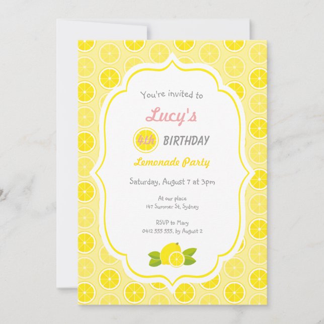 Invitación a la fiesta de Lemonade (Anverso)