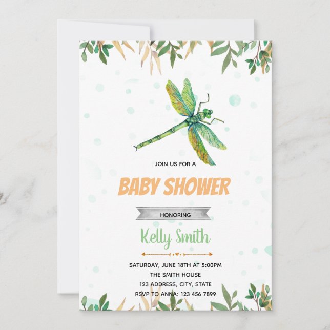 invitación a la fiesta de libélula (Anverso)