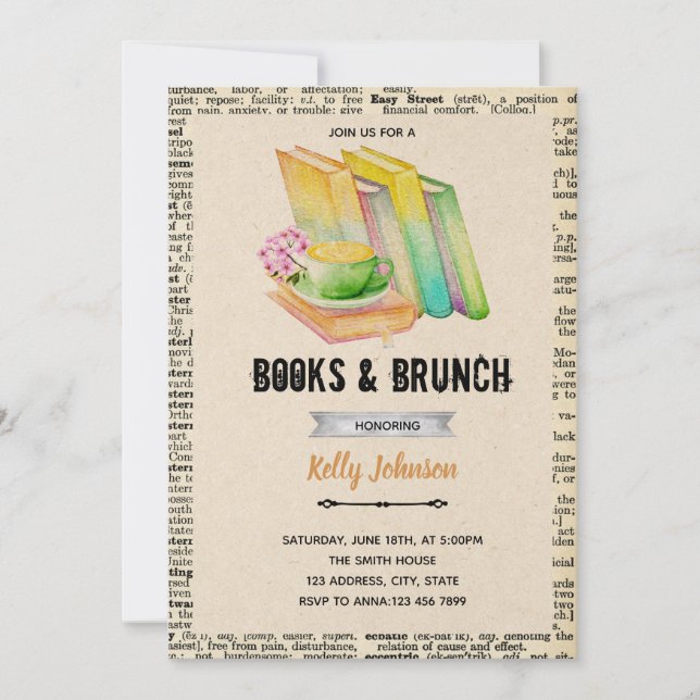 invitación a la fiesta de libros y brunch (Anverso)