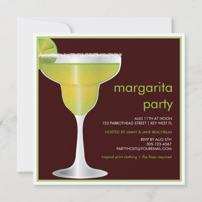 Invitación a la fiesta de Lime Paradise Margarita (Anverso)