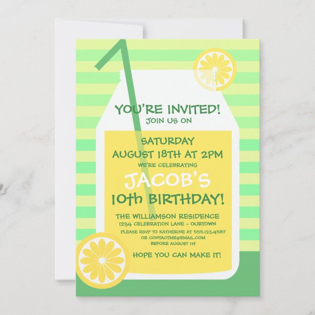 Invitación a la Fiesta de Limonada de Verano (Anverso)