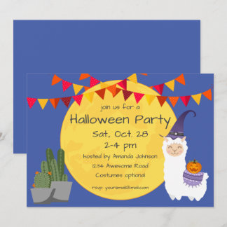Invitación a la fiesta de Llama de Halloween