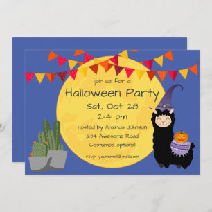 Invitación a la fiesta de Llama de Halloween
