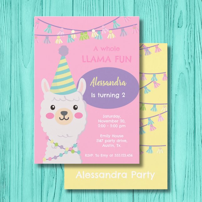 Invitación a la fiesta de llama pastel (Subido por el creador)