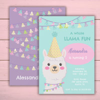 Invitación a la fiesta de llama pastel