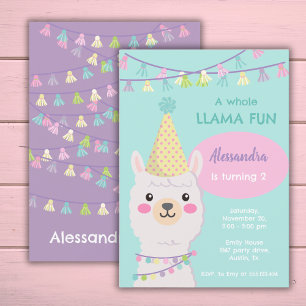 Invitación a la fiesta de llama pastel