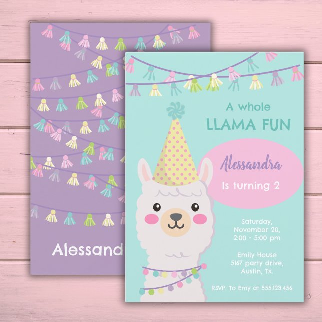 Invitación a la fiesta de llama pastel (Subido por el creador)