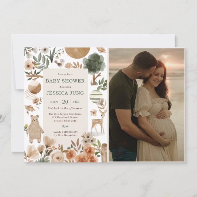 Invitación a la fiesta de los animales de Woodland (Anverso)