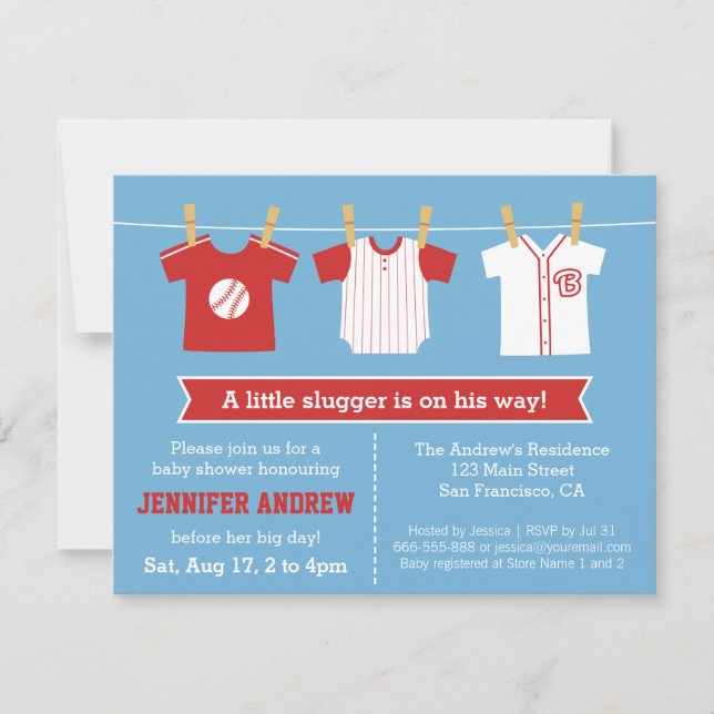 Invitación a la fiesta de los bebés del béisbol ro (Anverso)