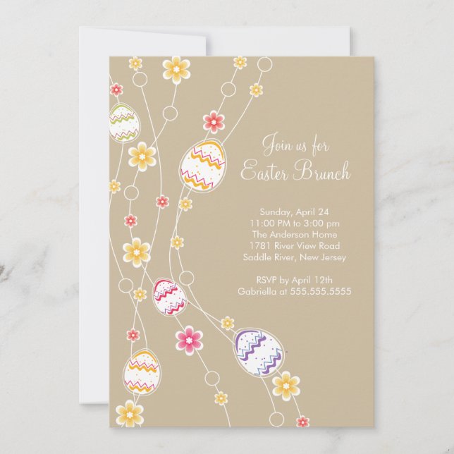 Invitación a la fiesta de los Brunch de Pascua (Anverso)