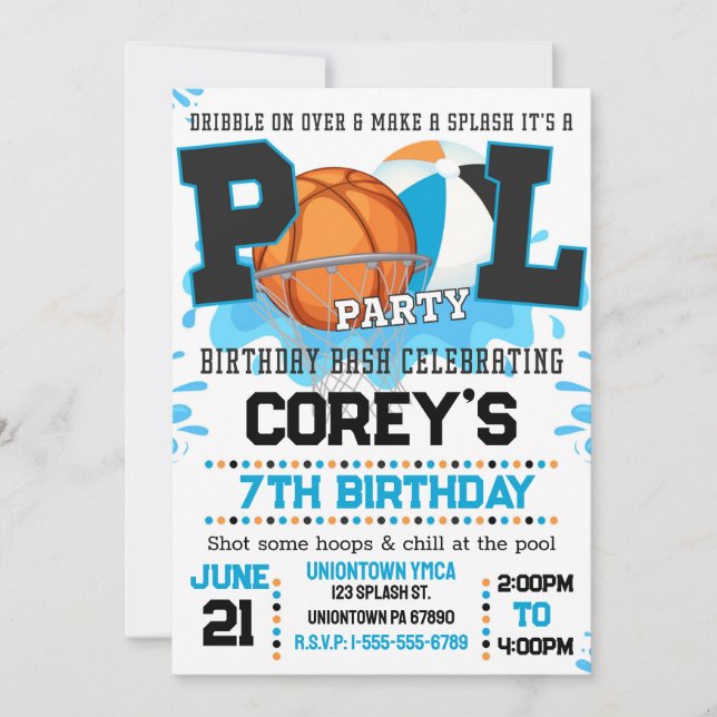 Invitación a la fiesta de los chicos de baloncesto (Anverso)