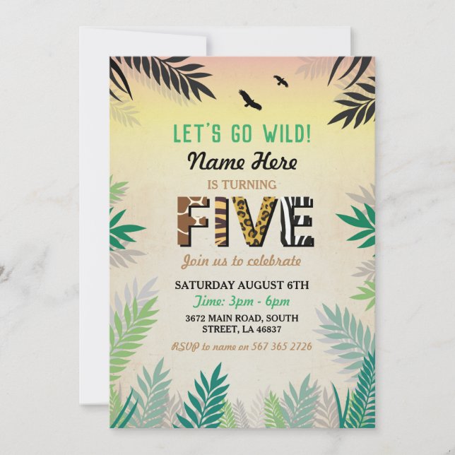 Invitación a la fiesta de los cinco cumpleaños de  (Anverso)