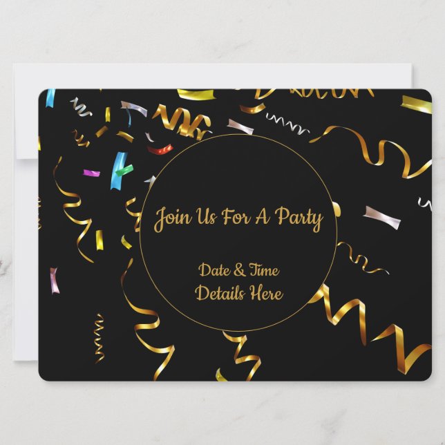 Invitación a la fiesta de los Confetti de Oro (Anverso)