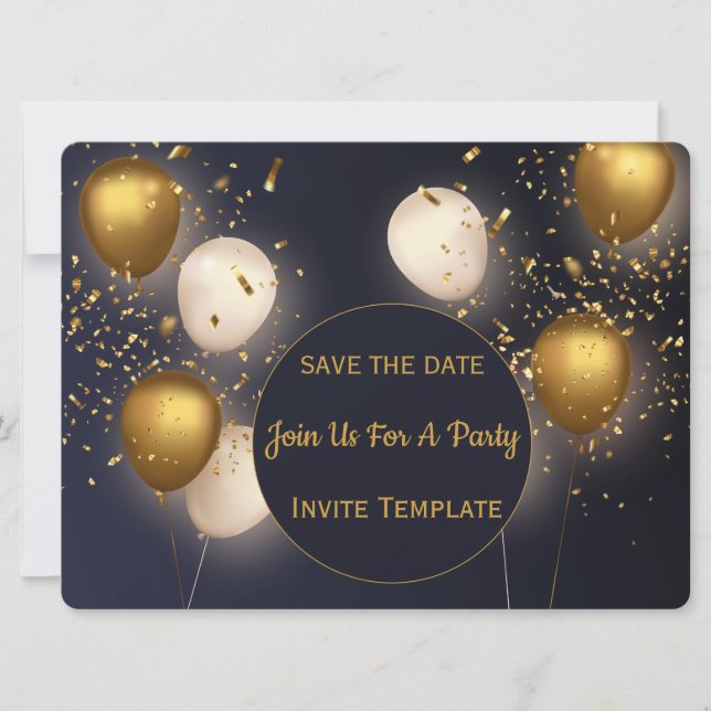 Invitación a la fiesta de los Confetti de Oro (Anverso)