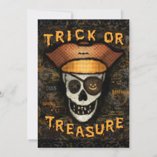 Invitación a la fiesta de los cráneos piratas de P