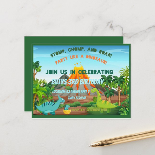 Invitación a la fiesta de los dinosaurios (Anverso/Reverso In Situ)
