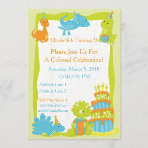 Invitación a la fiesta de los dinosaurios bebés