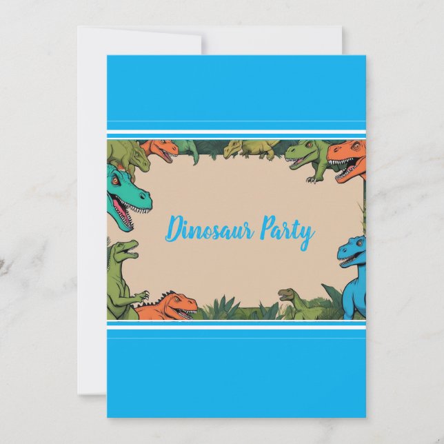 Invitación a la fiesta de los dinosaurios infantil (Anverso)