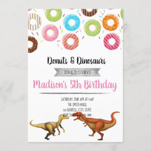 Invitación a la fiesta de los donut y los dinosaur