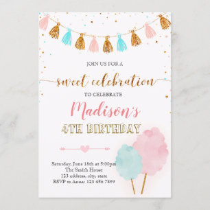 Invitación a la fiesta de los dulces de algodón