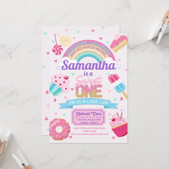 Invitación a la fiesta de los dulces de un cumplea (Anverso/Reverso In Situ)