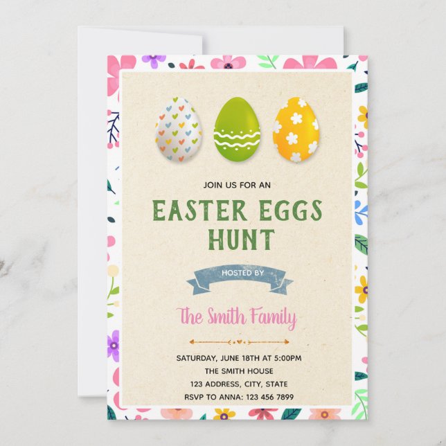 Invitación a la fiesta de los huevos de Pascua (Anverso)