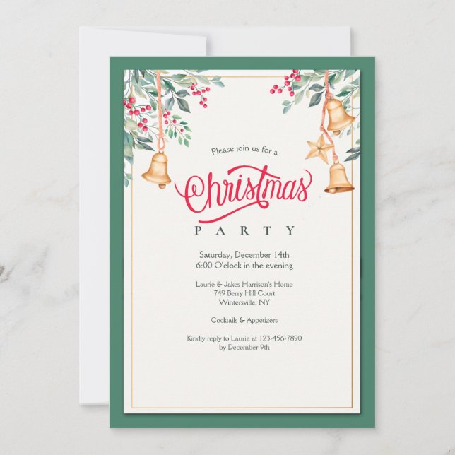 Invitación a la fiesta de los navidades Bells (Anverso)