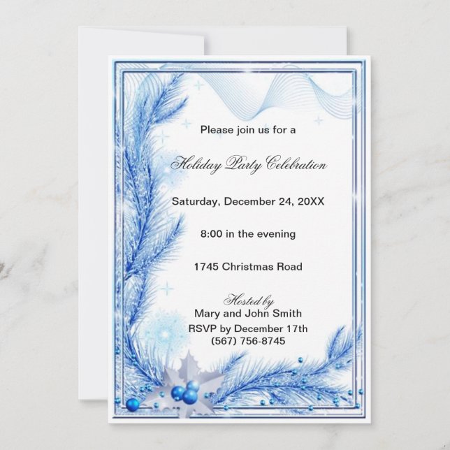 Invitación a la fiesta de los Navidades de Blue Pi (Anverso)