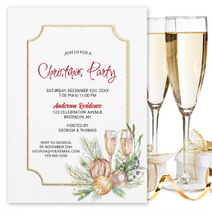 Invitación a la fiesta de los Navidades de champag