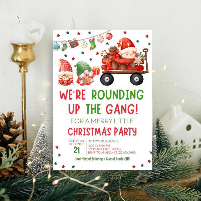 Invitación a la fiesta de los Navidades de diversi (We're Rounding Up the Gang Christmas Party Invitation)