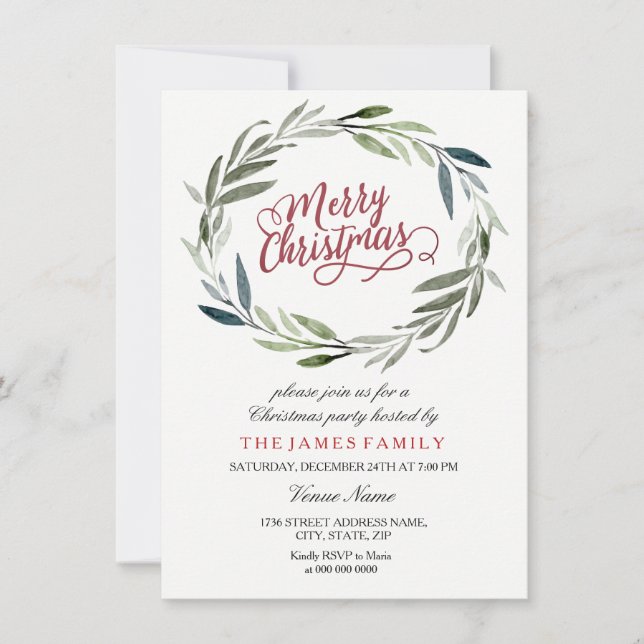 Invitación a la fiesta de los Navidades de la hoja (Anverso)