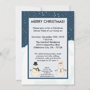 Invitación a la fiesta de los Navidades de nieve a
