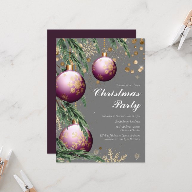 Invitación a la fiesta de los Navidades de Pine Bo (Anverso/Reverso In Situ)