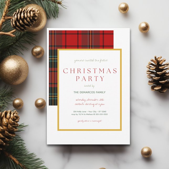 Invitación a la fiesta de los Navidades de Plaid c (Classic Plaid Christmas Party Invitation
)