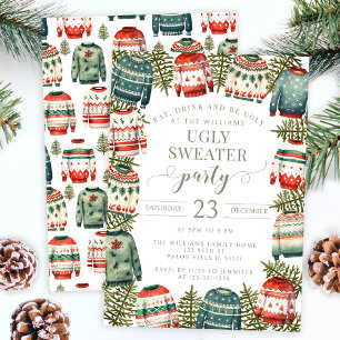 Invitación a la fiesta de los Navidades de suéter