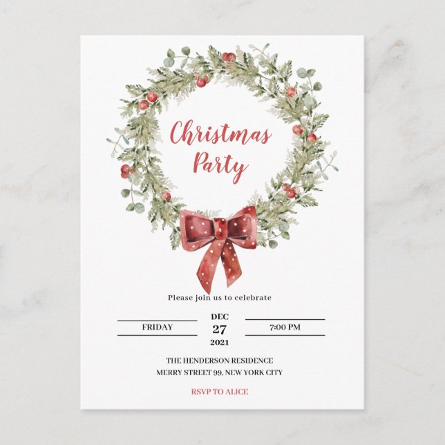 Invitación a la fiesta de los Navidades de Waterco (Anverso)