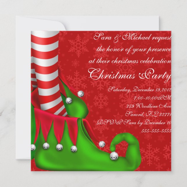 Invitación a la fiesta de los Navidades de zapato  (Anverso)
