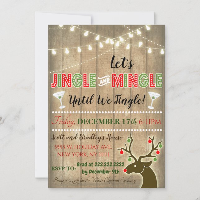 Invitación a la fiesta de los Navidades Jingle y M (Anverso)
