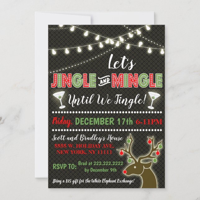 Invitación a la fiesta de los Navidades Jingle y M (Anverso)